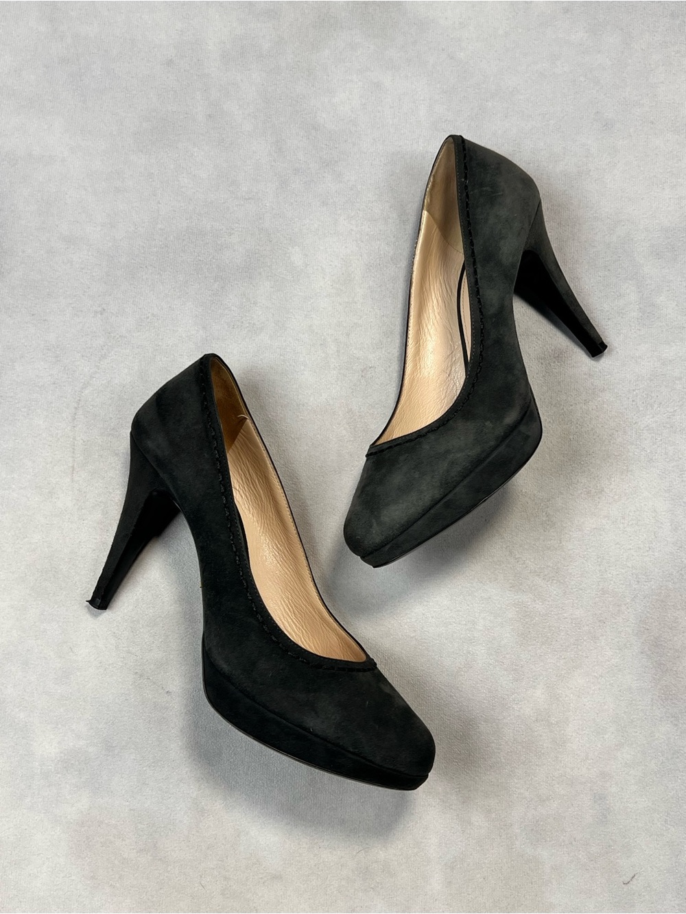 Prada Dark Green Suede Platform High Heel Pumps